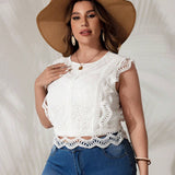 Blusa De Verano Sin Mangas De a Grande Con Parche De Encaje