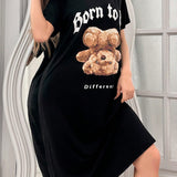 Vestido De Pijama Para Mujer Con Diseno De Oso Invertido