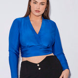 BIZwear Camiseta De Mujer De Gran Tamano Con Cuello En V De Color Solido Y Ajustada