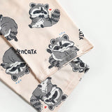 Women's Raccoon Print Short Sleeve T-Shirt And Pants Pajama Set
