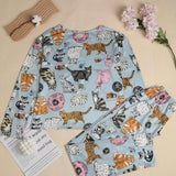 Conjunto De Pijama Con Estampado De Gato