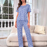 Conjunto Completo De Pijama Para Mujer Con Patron De Corazones