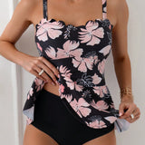 Swim Lushore Bikini Camisola Con Top Sin Mangas Y Estampado Floral Para Mujer