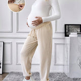 Pantalones De Maternidad Con Cintura Ajustable De Color Liso