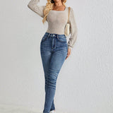 LUNE Jeans De Mujer De Alta Elasticidad, Estilo Vintage, Resistentes, Lavados Con Agua Y Arrugados A Presion