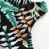 Swim Banador una pieza con estampado tropical con tira cruzada halter