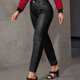 Prive Jeans De Cintura Alta De Piel Sintetica Para Mujer