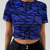 Essnce Crop Top Con Estampado Geometrico Para Mujeres