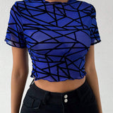 Essnce Crop Top Con Estampado Geometrico Para Mujeres