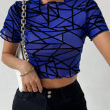 Essnce Crop Top Con Estampado Geometrico Para Mujeres