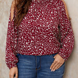 Frenchy Blusa Floral Impresa Con Mangas Largas Y Hombros Descubiertos En a Grande