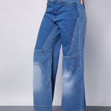 Pantalones Jeans De Pierna Ancha Con Efecto De Lavado