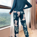 Conjunto De Pijama De Pantalon Largo Y Manga Larga Con Estampado De Koala Lindo