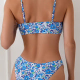 Swim Conjunto De Traje De Bano Con Estampado Floral Multicolor