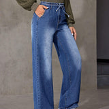 Prive Pantalones Jeans Con Cinturon Y Talle Alto Para Mujer