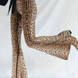 Pantalones Acampanados Informales Con Estampado De Leopardo De Talle Alto Para Mujer, Modernos Y Ajustados