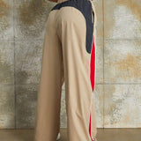 Pantalones Simples Con Cintura Suelta Con Cordon Y Color Contrastante