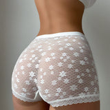 Boyshorts Transparentes Con Encaje Floral