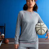 Street Sport Traje Deportivo Informal Holgado Con Costuras En Contraste De Color Para Mujer