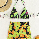 Swim Conjunto De Bikini Con Estampado Floral Geometrico Para Mujer