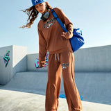 Sport Streetz Conjunto Deportivo De Sudadera Con Estampado De Montana Y Pantalones Jogger Para Mujer