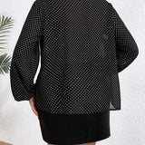 Prive Blusa De Manga Larga Con Dobladillo Con Volantes Y Lunares De a Grande