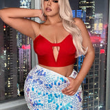 SXY Plus Size Valentines Sexy Mesh & Beaded Detail Skirt