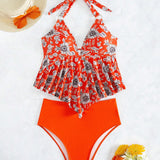 Swim Bikini Tankini Cami Con Estampado De Flores San Valentin