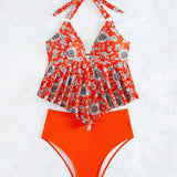 Swim Bikini Tankini Cami Con Estampado De Flores San Valentin