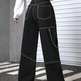 EZwear Jeans De Cintura Alta Rectos Para Mujer