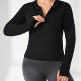 Street Sport Sudadera Deportiva Con Capucha Y Cremallera Frontal Para Mujer De Talla Grande