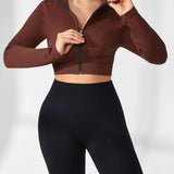 Sport Studio Chaqueta Deportiva Para Mujer De Talla Grande Sin Costuras Con Cremallera Delantera Y Ajuste Perfecto