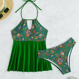 Swim Conjunto De Bikini Camisola Con Estampado De Flores Carnaval