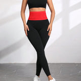 Yoga Trendy Leggings Deportivos De Mujer Con Bolsillos De Bloque De Color