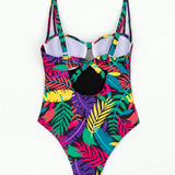 Swim Vcay Traje De Bano De Una Pieza Para Mujer Con Estampado Tropical, Ideal Para Carnavales