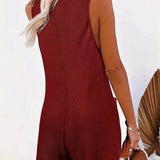 LUNE Two-pocket Button-down Sleeveless Jumpsuit