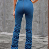 Essnce Pantalones Jeans De Mujer Con Dobladillo Doblado