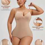 1 pieza Body femenino transparente con copas de triangulo de cuello en V profundo, moldeador con control de abdomen y elevador de gluteos, adecuado para usar como capa base