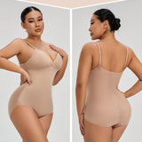 1 pieza Body femenino transparente con copas de triangulo de cuello en V profundo, moldeador con control de abdomen y elevador de gluteos, adecuado para usar como capa base