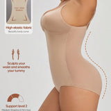 1 pieza Body femenino transparente con copas de triangulo de cuello en V profundo, moldeador con control de abdomen y elevador de gluteos, adecuado para usar como capa base