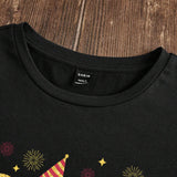 LUNE Camiseta corta de manga con cuello redondo para la familia, con letras y numeros impresos para el Ano Nuevo y el Festival de Primavera