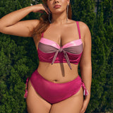 Swim Chicsea Conjunto De Bikini Para Tallas Grandes Con Detalles De Color De Bloqueo Y Nudos