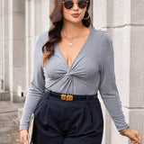 BIZwear Plus Size Women'S Twisted Long Sleeve T-Shirt