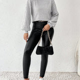 Frenchy Conjunto De Top Con Manga Farol Y Pantalones Pitillo Con Cuello Alto