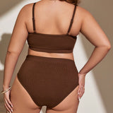 Swim Curve Conjunto de bikini de traje de bano de tejido de costilla para mujeres de talla grande para playa o verano