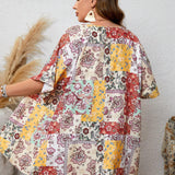 Swim BohoFeel Talla Grande 1 Pieza Kimono Con Estampado Completo