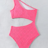 Swim Banador Mujer Una Pieza Escote Asimetrico Rosa Carnaval