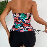 Swim Lushore Top Tankini De Tirantes Cruzados Con Diseno Floral Y Escote Halter Para Carnaval