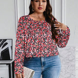 camiseta de mujer talla m, talla l, talla xl, con estampado floral de gran tamaño