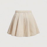 MOD Plus Size Solid Color Pleated Corduroy Skirt